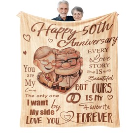 Wedding Anniversary Blanket 50 Year for Women Men - Happy 50th Anniversary 60" X 80" Soft Bed Blanket - Romantic Gift for Couple Wife Husband