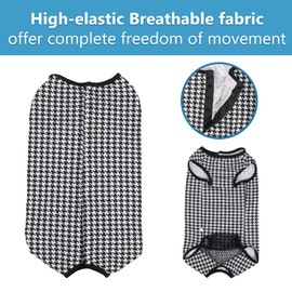 Due Felice Dog Diapers Suit Period Onesie for Female Dog Sanitary Panties Male Doggy Heat Diapers Cover Fit for Small Medium Dogs Black Plaid/S