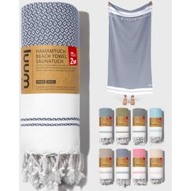 Luum® Bath Towel, Large 100 x 200 cm, Hammam Towel, Sauna Towel, Hand Towel, Yoga Towel, Shower Towel, Beach Towel, Travel Towel, Turkish Peshtemal Towels, Women and Men, 100% Cotton, Dove Blue