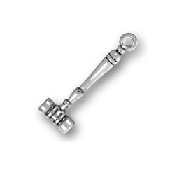 Premium Ribbon INC CharmCountry Sterling Silver Judges Gavel Justice Charm Item #4212
