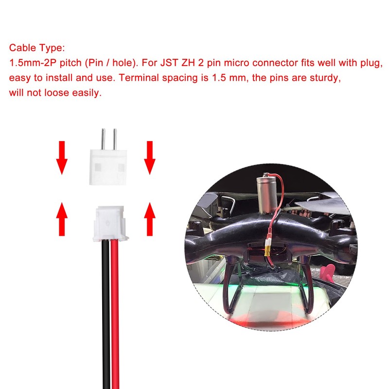 Lyeteung 50 Sets JST 1.5 ZH 2 Pin Connectors, Mini