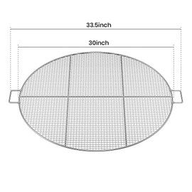 Stanbroil Fire Pit Cooking Grill Grate with 3 Support Bars - Outdoor Round BBQ Campfire Grill Grid - Camping Cookware - Stainless Steel, 30 Inch