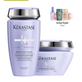 Kit Kérastase Tratamiento para el Cabello Blond Absolu Ultra Violet Shampoo (250 ml) y Mascarilla (200 ml) Matizador Morado