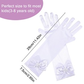 First Communion Gloves for Little Girls White Satin Gloves for Kids Tea Party Glove for Girls Satin Dress Glove for Birthday Pageant Holiday Costume Party