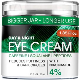 Under Eye Cream for Dark Circles and Puffiness - Anti-Aging Caffeine Eye Cream Serum for Wrinkles with Retinol, Collagen, Peptides & Niacinamide - Mature & Older Skin - 1.85 OZ