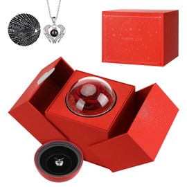 Liftable Gift Box with Preserved Flowers, Necklace with 100 Languages, Birthday Gifts for Women, Girlfriends and Girls, Ideal for Wedding, Christmas, Mother's Day and Valentine's Day Gifts