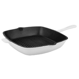 Berghoff Neo 11" Cast Iron Grill Pan, Even Heat, Heavy-duty Handle, Oven Safe Up to 400°F, White