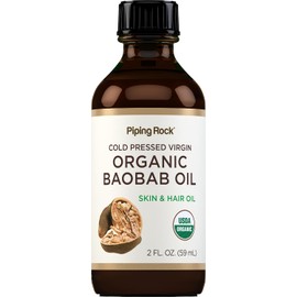 Piping Rock Aceite De Baobab Orgánico 60 Ml Para Cabello, Piel Y Rostro Virgen Prensado En Frío
