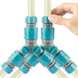 Navaris 2 x 2-way splitter with shut-off valve, double connection garden hose set, set of 2, two-sided hose adapter with 1/2 inch quick connector, adjustable
