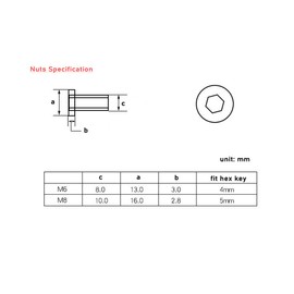 binifiMux 10-Pack Black M8 40mm Countersunk Rivet Socket Cap Connecting Bolts Cap Nuts Assortment Kit for Furniture Connecting