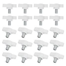MECCANIXITY Knurled Clamping Knobs Handle Thumb Screws Bolt Knobs M6 x 8 mm Male Thread 27 mm Head for Electronics Automotive Furniture Assembly Wood Working DIY Projects(White, Pack of 20)