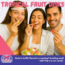 Assorted Tropical Hard Candy – About 225 Individually Wrapped Pieces, Bold Assorted Fruit Flavors, Bulk 3 Lbs Bag – Classic Hard Candy by RUS Candy Company for Office, Party, or Candy Dish
