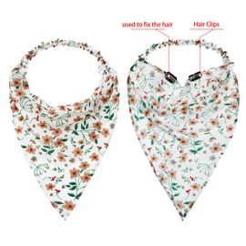 Syhood 6 Pcs Floral Hair Bandanas for Women Girl Boho Hair Scarf Headband with Clip Chiffon Cottagecore Head Kerchief(Rural Floral Patterns)