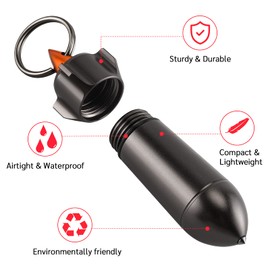 Small Pill Case Waterproof Keychain Pill Box Portable Single Chamber Aluminum Alloy Pill Container EDC Gadgets for Pocket or Purse (Gray)