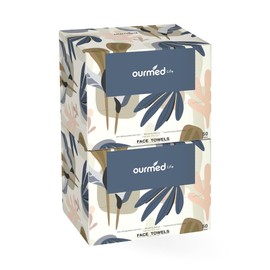 ourmed life Ourmed Life Face Towels, Disposable Biodegradable Facial Towels for Sensitive Skin, Lint- free Face Wipes for Washing Face, Skincare and Makeup Remover, Dry Wipes, 10"?12" Extra Large, 100 Count