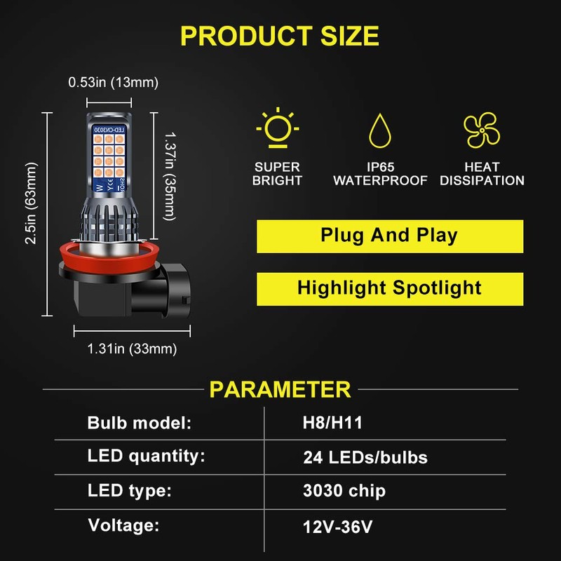 yifengshun H11 Fog Lights - H11 H16 H8 LED Fog