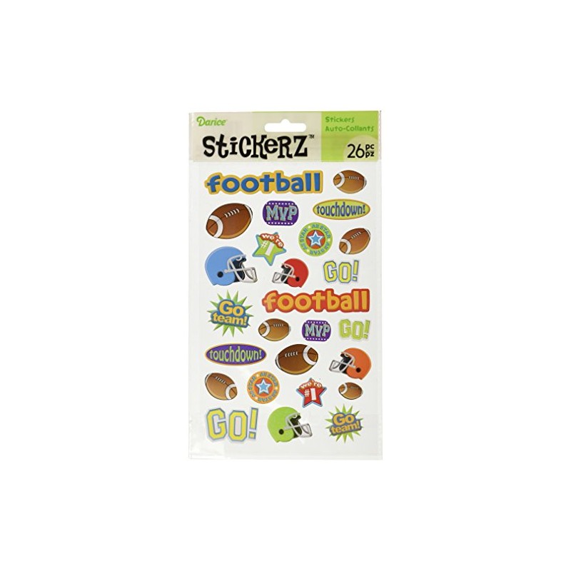 Darice, Stickerz, 26 Piece Touchdown Football Themed Stickers, Multicolor