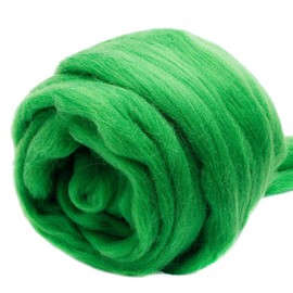 3.53oz Wool Roving Yarn, Fiber Roving Wool Top, Wool Felting Supplies, Pure Wool, Chunky Yarn, Spinning Wool Roving for Needle Felting Wet Felting DIY Hand Spinning (Green)