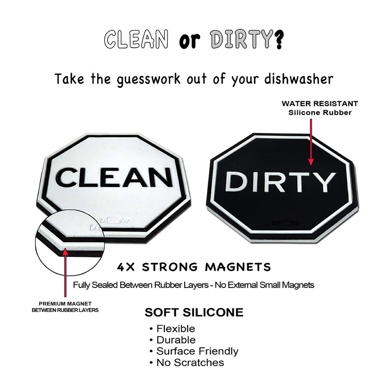 Geometric Black & White Clean Dirty Soft Premium Dishwasher Magnet