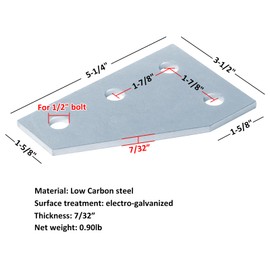 heneng 4 Pcs Flat Plate Fitting for 1-5/8" Strut Channel, 4 Hole Corner Gusset Plate Brackets, 7/32" Thick