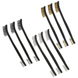 9pcs Mini Wire Brush Set Stainless Steel Brass Wire Brush Mini Wire Brush Brass Brush Scratch Brush Set Wire Brush Nylon for Cleaning Welding Slags, Rust
