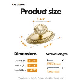 JIASENBAO 10 Pack Brushed Gold Cabinet Knobs with Base Brass Flat Drawer Pulls Kitchen Cupboard Bathroom Dresser Cabinet Hardware Handles Zinc Alloy