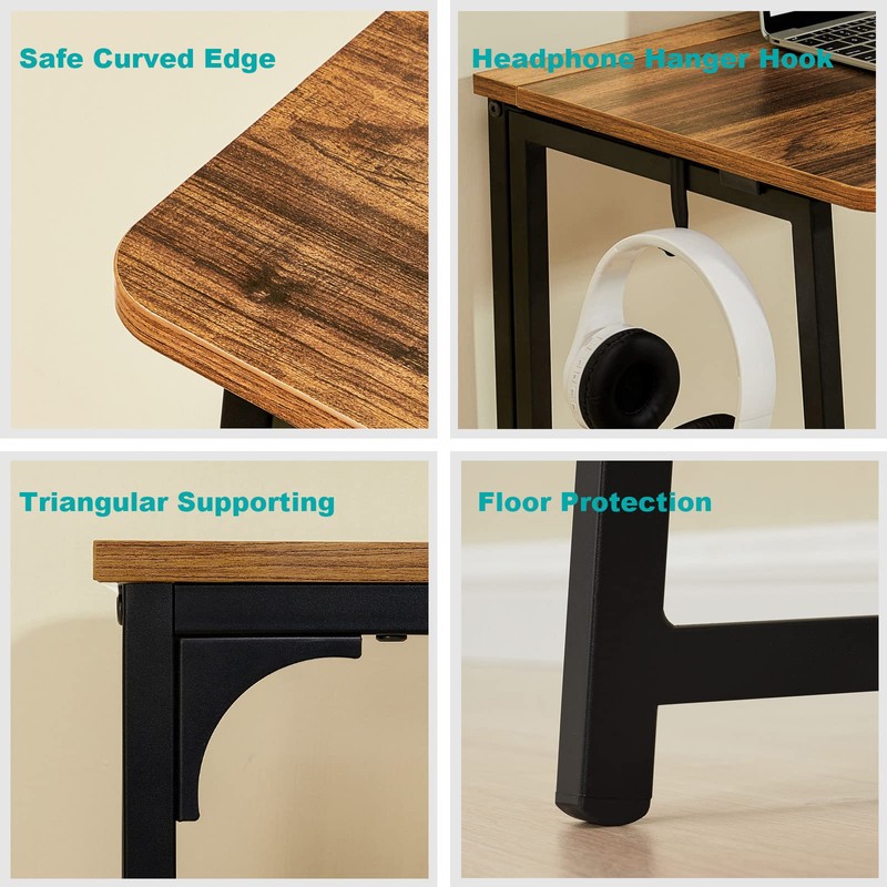 WOHOMO Folding Desk, Small Writing Desk 39.4", Space-Saving Foldable Laptop