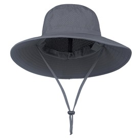 Rosoz Sun Hat for Men Women Cooling Boonie Hats Breathable Wide Brim Fishing Bucket Hat Beach Hat Safari Hiking Garden Summer UV Protection Dark Grey