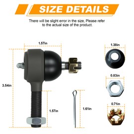 Club Car DS Tie Rod End Kit, 3pcs Ball Joint Set for Golf Carts, Compatible with 1976-2008 Club Car DS Gas & Electric Models, Replaces OEM Part #7539 7540
