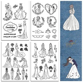 Peacoblue Embroidery Templates Water Soluble for Beginners 4 Sheets Wedding with 49 Pieces Pattern, Wash Away Stick and Stitch Resolvable Embroidery Paper for Hand Sewing Enthusiasts Women Adults