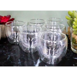 Ebros Gift Heat Thermal Resistant Double Wall Glass Sake or Tea Cup Set of 6 Shot Cups 3oz