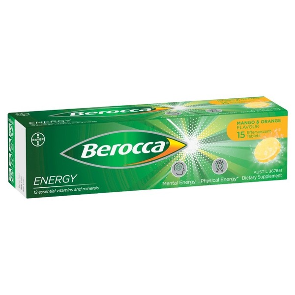 Berocca Energy Effervescent Tab (Mango & Orange) X 15