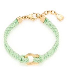 Leonardo Jewels Gigi 022829 Bracelet with Cord with Decorative Buckle Clasp Gold Stainless Steel Light Green 17.5-20 cm 1 Piece, Stainless Steel, No Gemstone