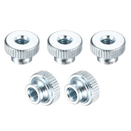 sourcing map Knurled Thumb Nuts, 5Pcs M4 x 12 x 8mm Carbon Steel Knurled Nut, Adjusting Round Knobs Fasteners Nuts for 3D Printer Parts, Blue White
