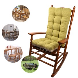 KGPLOME 18 in Jumbo Rocking Chair Cushions with Ties,Non-Slip Durable Linen Pads Thick Padding and Tufted Design for Living Room Rocker (Green, Set of Seat & Back Cushion)