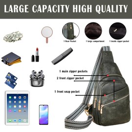 Farcauo Chest Bag for Women Men Crossbody Bag for Women Men Shoulder Bag Chest Bag Sling Bag with Long Straps, # C Green Shoulder Bag for Men and Women