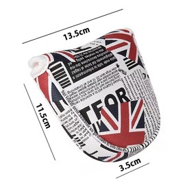 Golf Small Mallet Putter Cover for Magnetic Single Bodan Odyssey and Other Small Mallet Partters Golf Putter Cover Head Cover Small Mallet Type Cover (UK Newspaper, Large)