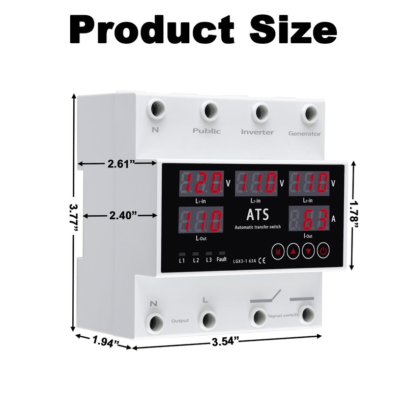 Automatic Transfer Switch,Automatic Switching Between Utility Power、Generator and Inverter,Overcurrent Protection,Overvoltage
