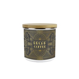 Purely Home Vintage Glamour Decaf Coffee Canister - Gold & Charcoal Retro Art Décor Gifts - Medium Metal Enamel Kitchen Hot Drinks Storage Container 600ml