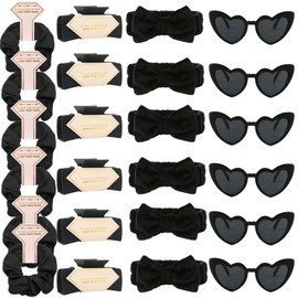 Tethzeng Bridesmaid Scrunchies Proposal Gifts square 4.1inch Bachelorette Hair Claws Clips Girls heart sunglasses headband gift for Wedding Party Favors (24, Black)