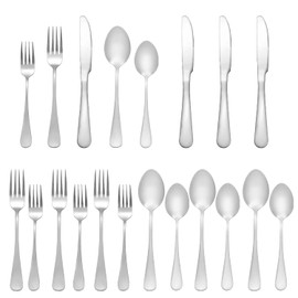 Silverware Set 20 Piece Stainless Steel Flatware Set Silverware Utensils for 4 People Includes Forks Knives Spoons & Salad Forks Dishwasher Safe Durable Tableware for Home Restaurant or Outdoor Use