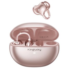 Kinglucky Auriculares de clip mejorados, ajuste cómodo y sonido cristalino, auriculares abiertos de 50 horas de reproducción, auriculares inalámbricos
