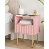 Masupu Nightstand with Charging Station,Mid-Century Modern Bedside Table with Storage