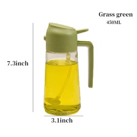 GAGAAL Oil Spray Bottle, 470 ml/16 oz Oil Spray and Oil Container, Strong Fogging Spray Glass Bottle 2 in 1 Oil Spray and Oil Containe（light green）