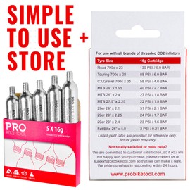16g Threaded CO2 Cartridges - 30 Pack for All CO2 Bike Tire Inflators with Threaded Connection - Quick Air Refill for Bicycle Tires - Cartridge for CO2 Pump - Road or MTB Bikes