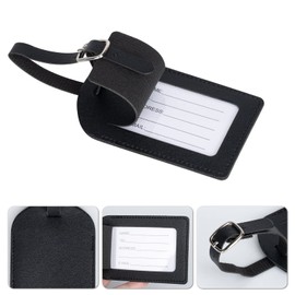 4Pcs Leather Luggage Tags Suitcase Tags Name ID Card Suitable for Both Male and Female Travel Accessories Checked Luggage Hand Luggage (4Pcs Black)