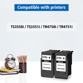 ASEKER 575XL 576XL Cartridges 2 Black Multipack Compatible with Canon PG-575XL CL-576XL Works with PIXMA TS3550i TS3551i TR4750i TR4751i Printer (BK*2)