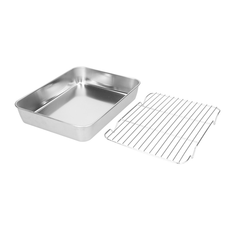 Roasting Pan and Rack Set Stainless Steel Easy Clean Rectangular