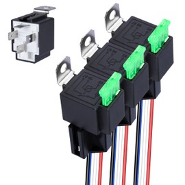 Sixzoo 3 PCS 4-Pin 12V Fuse Relay Switch Harness Set, 12V Relay with Harness, 30A SPST Automotive Electrical Relays with Heavy Duty 14 AWG Wires for Truck Boat Van Motorcycle, Car Accessories