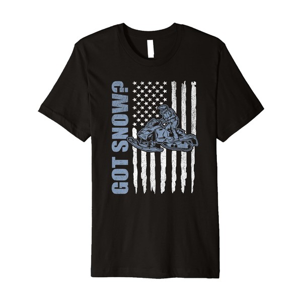 Snowmobile American Flag Got Snow Snowmobiling Vintage Rider Premium T-Shirt